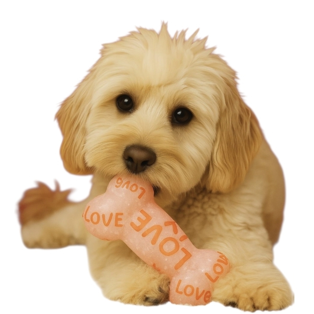 Pink Valentine’s Day Squeaky Dog Bone Toy Rose Scented & Textured Europan Home